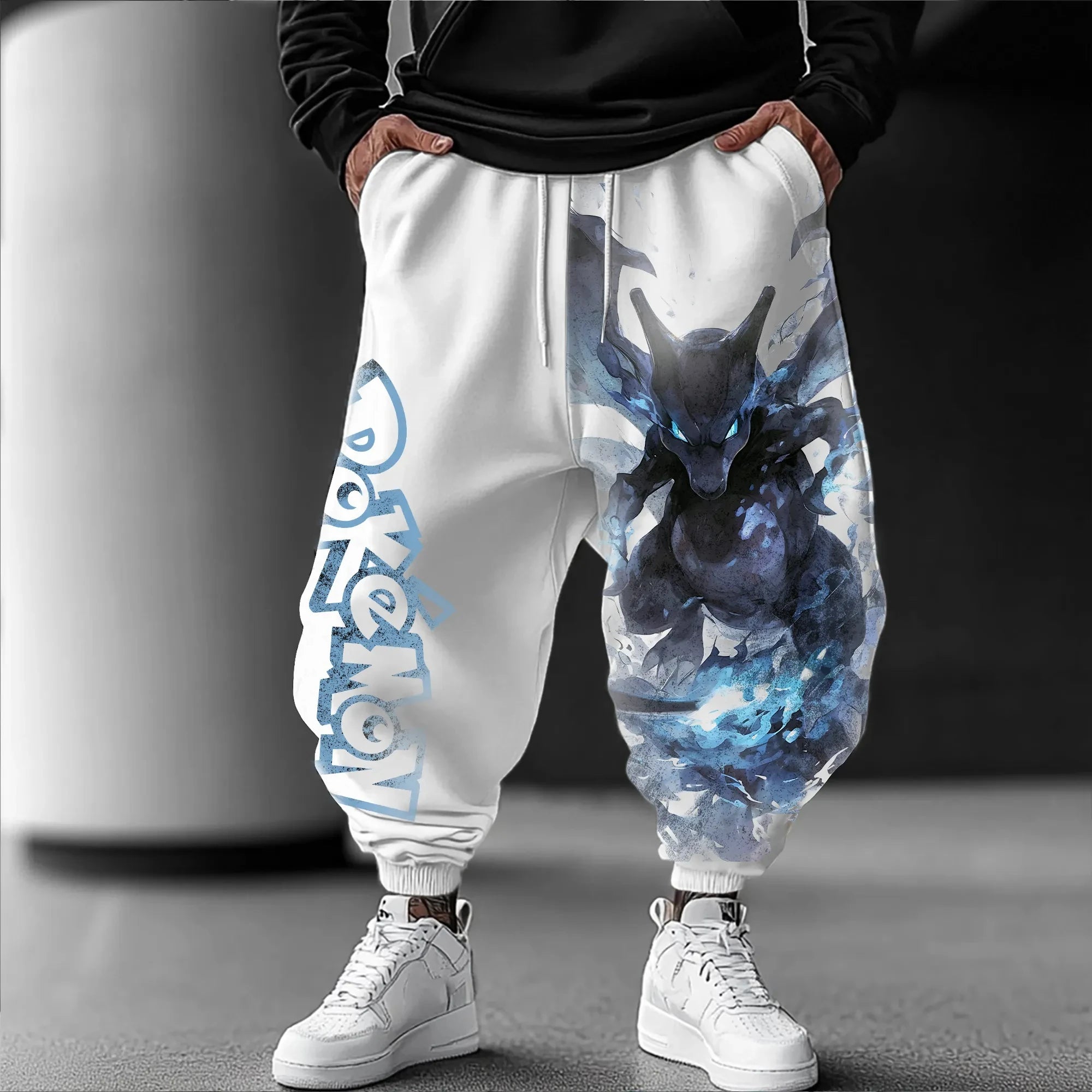 Pokémon Anime Charizard X Printed Sweetpants Autumn/Winter Men's New Japanese Harajuku Loose Casual Cotton Tapped Pants