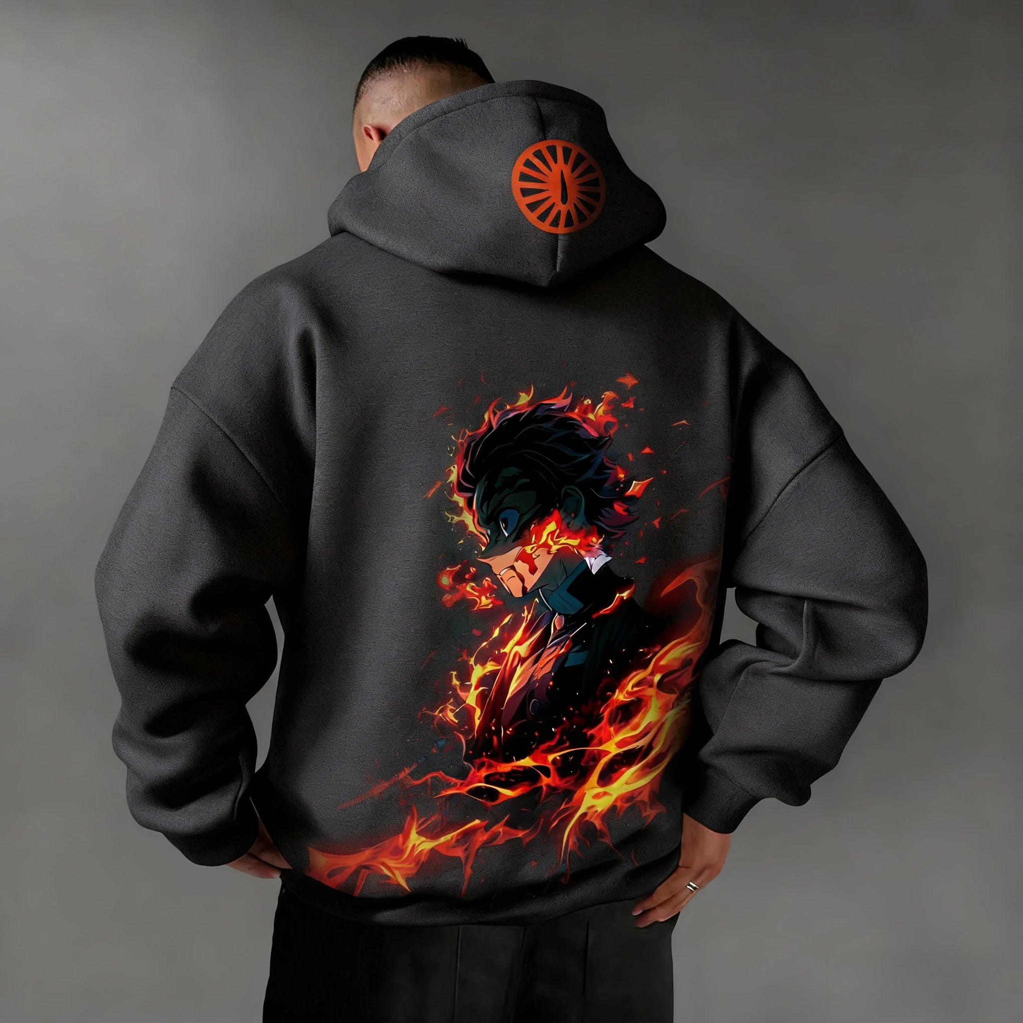 Demon Slayer Autumn/Winter New Men's Hoodie Kamado Tanjirou Anime Printed Loose Casual Hip Hop Parent Child Sweater Top