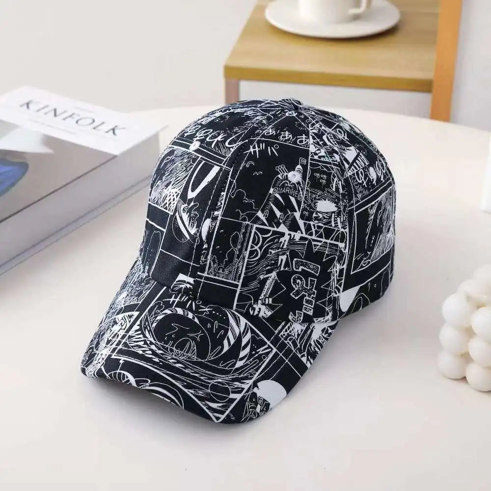 Anime ONE PIECE Luffy Graffiti Baseball Cap Spring and Summer Sunscreen Sunshade Bucket Hat Peaked Cap Two-dimensional