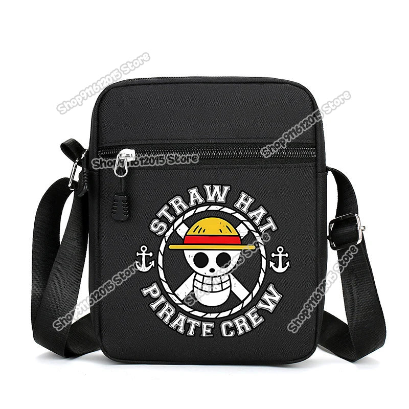 One Piece Men Shoulder Bag Anime Luffy Zoro Boy Oxford Cloth Crossbody Zipper Messenger Bags Outdoor Travel Small Phone Pouch