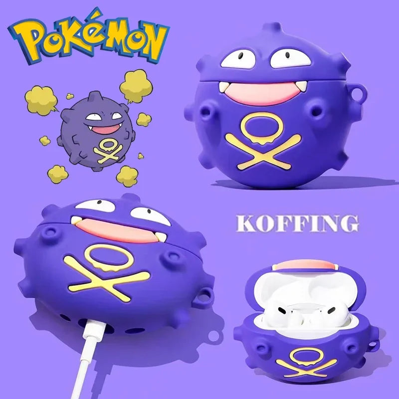 Koffing Pokémon AirPods Case – 3D Silicone Cover with Keychain for AirPods 1 2 3 & Pro