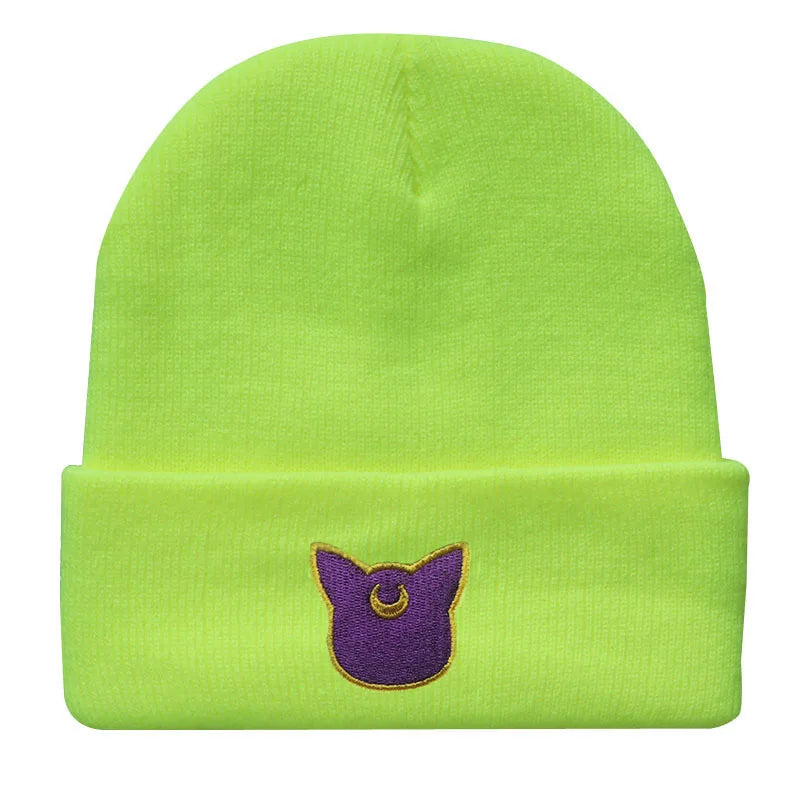 Sailor Moon Beanies Hats Anime Winter Street Punk Knitted Bonnet Caps Warm Elasticity Embroidery Hip Hop Cycling Skiing Hats
