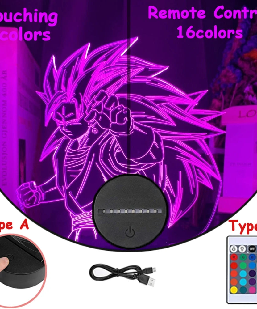 Dragon Ball Z Anime Figures 3D LED Light Childhood Desk Lamp Goku Figure Vegeta Gohan Anime Figures Room Decor Birthday Gift