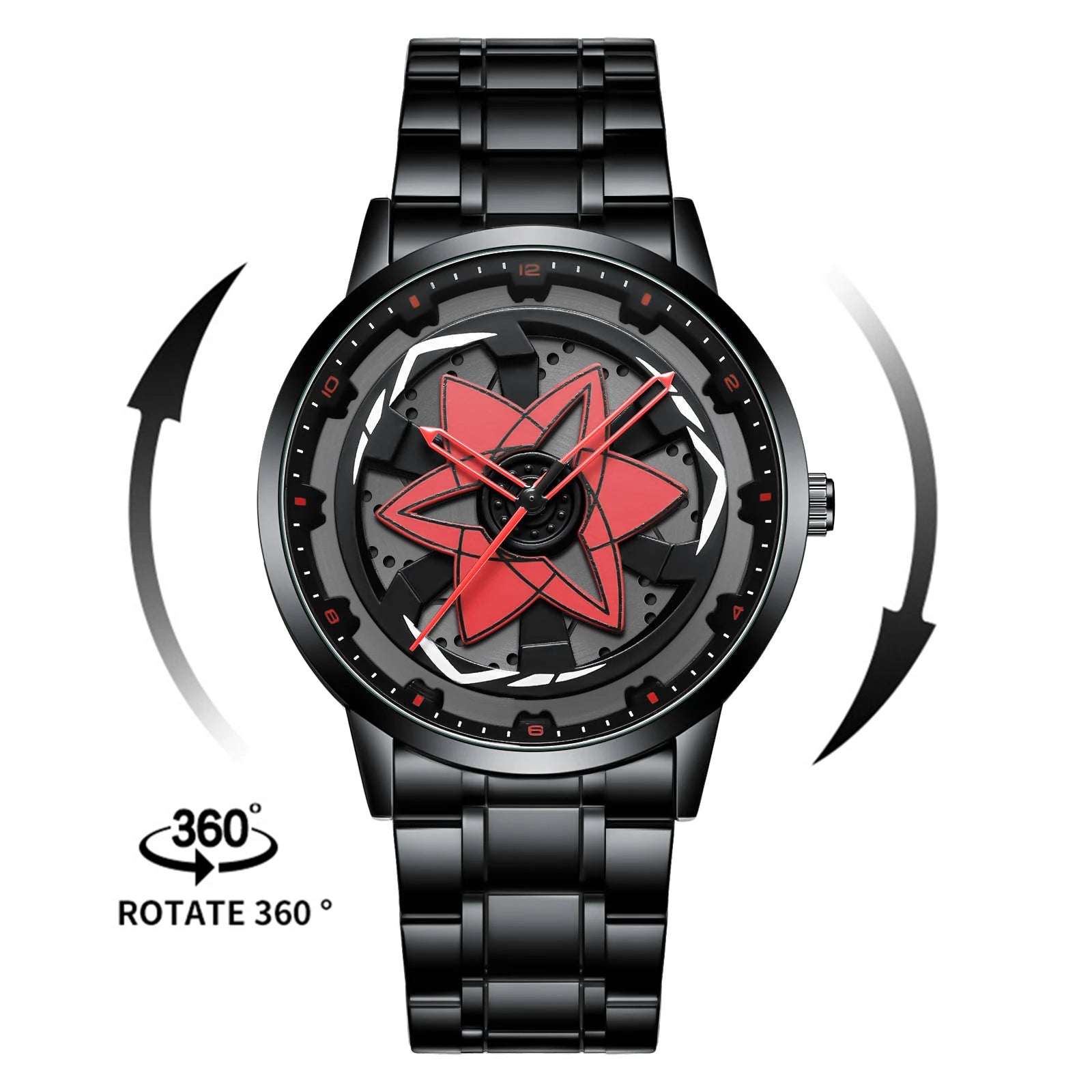 Naruto Anime - Sharingan Rotary Dial Watch – 3D Anime Quartz Waterproof Men’s Luxury Watch