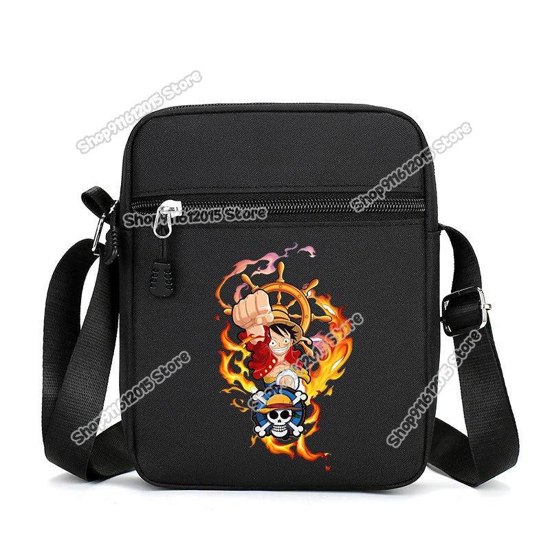 One Piece Men Shoulder Bag Anime Luffy Zoro Boy Oxford Cloth Crossbody Zipper Messenger Bags Outdoor Travel Small Phone Pouch