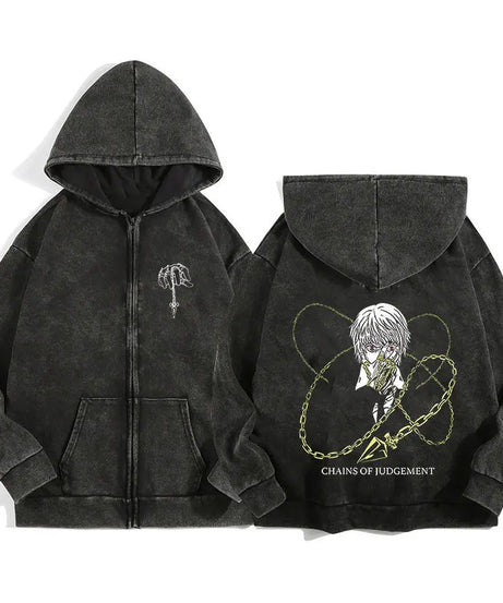 Hunter x Hunter Zip-Up Hoodie – Unisex Anime Streetwear Pullover