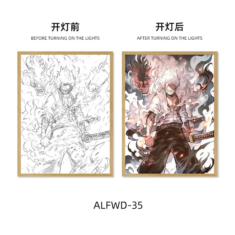 Sun God Nika Luffy Light-Up Frame – One Piece LED Desktop Decor