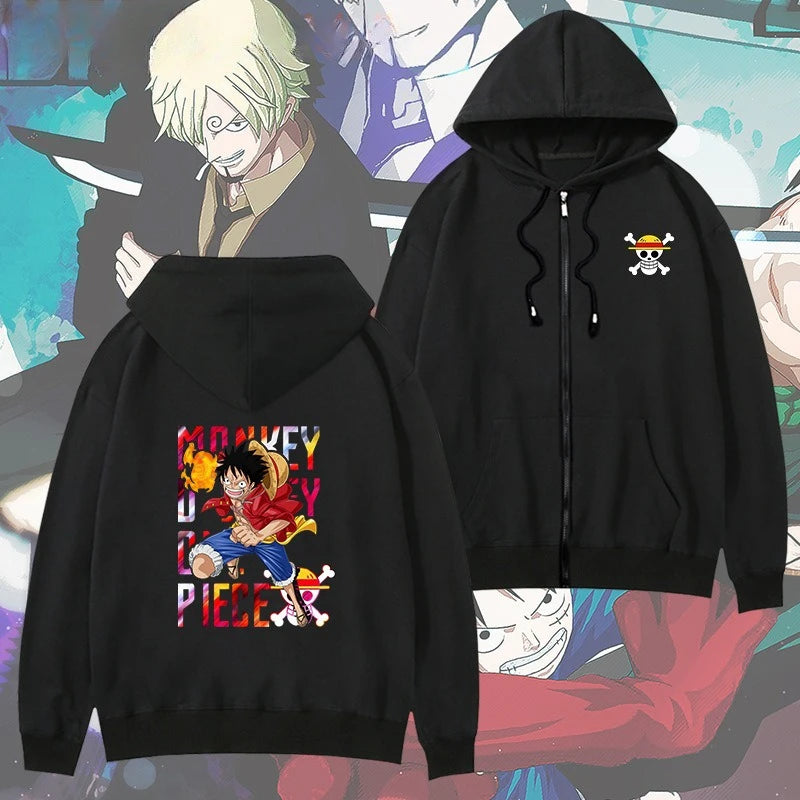 One Piece Anime Women Zip Up Hoodie Jacket Spring Autumn 2New Fashion Mens Sweatshirt Couple Promozed Clothes Coats
