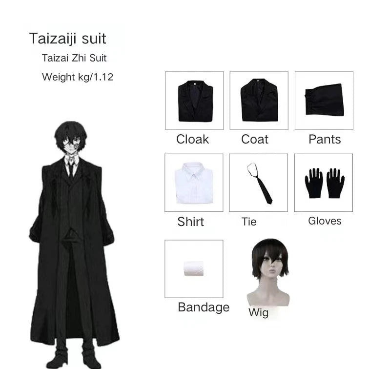 Bungo Stray Dogs Cosplay Costume, Nakahara Chuuya Halloween Costume, Anime Clothes, Adulto Fantasias Deguisement Garcons zones b
