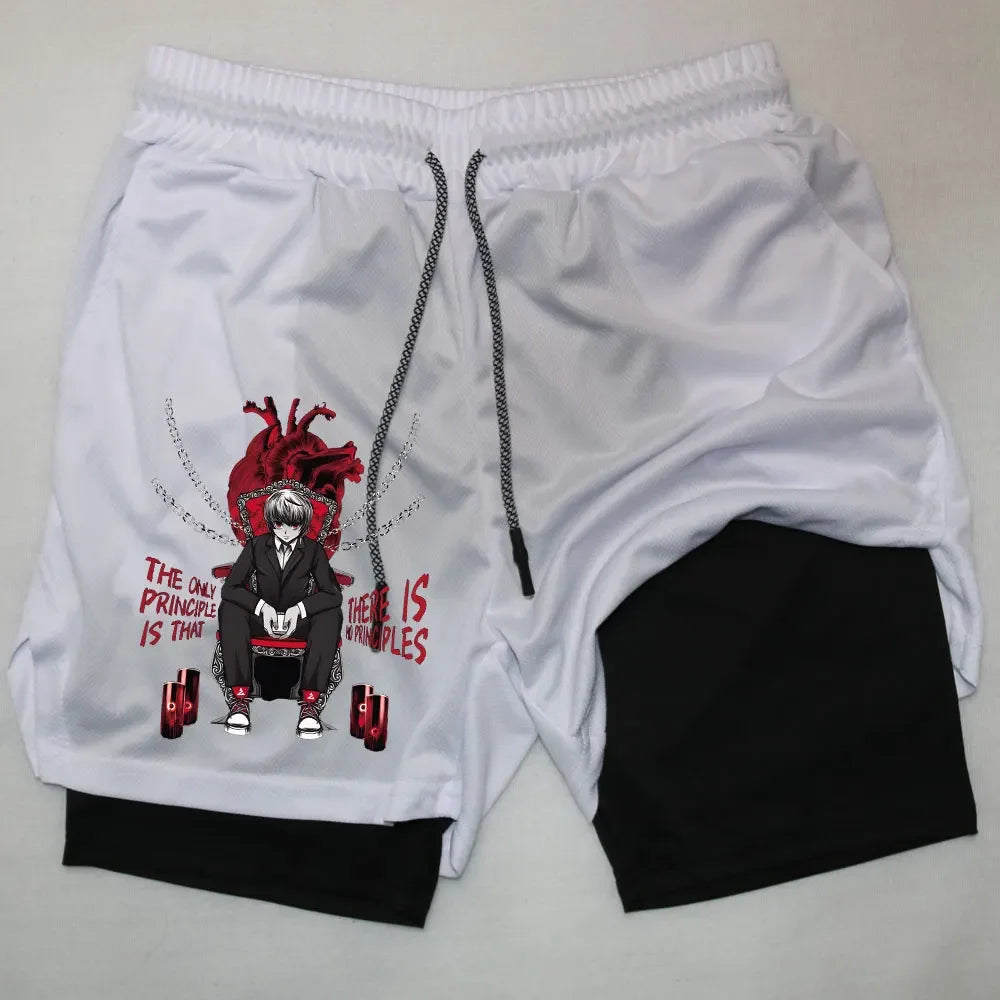 Kurapika Anime 2-in-1 Gym Shorts – Breathable Compression Sportwear