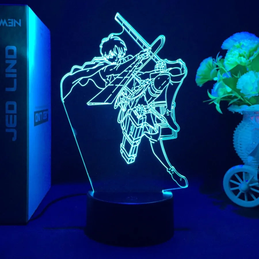 Anime 3D Lamp Attack on Titan Acrylic Luminous Stand Mikasa Ackerman Eren Yeager Action Figure For Kids Children Gifts