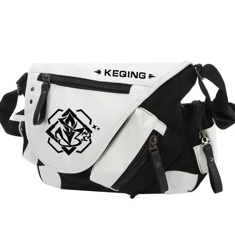 Genshin Impact Anime Canvas Casual Zipper Shoulder Bag Crossbody Bag Schoolbags Large Capacity Bag Men's Shoulder Messenger Gift