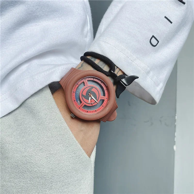 Naruto Sasuke Watch Men Anime Sharingan Fashion Simple Casual Watch Student Mechanical Sports Wristwatch Plastic Watch Band Gift