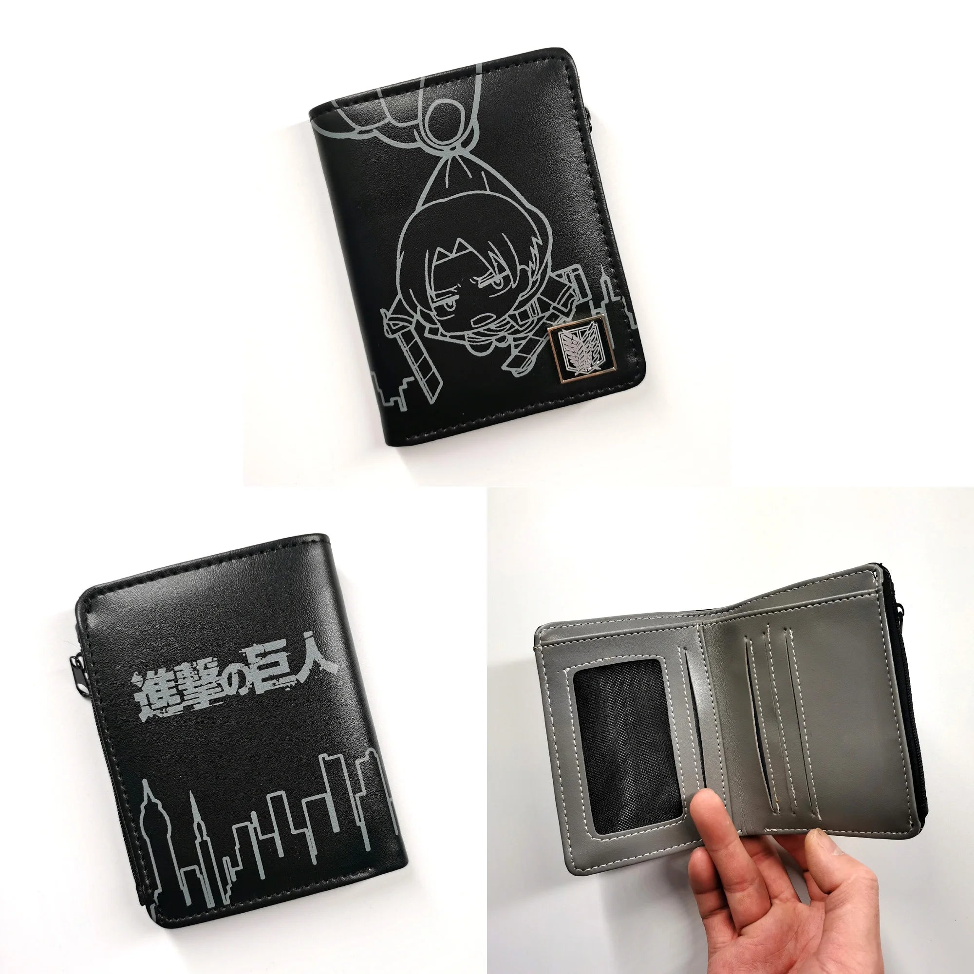 Attack on Titan Short Men Wallet Levi Survey Corps Men's Women's Coin Purse Scout Regiment Money Bag