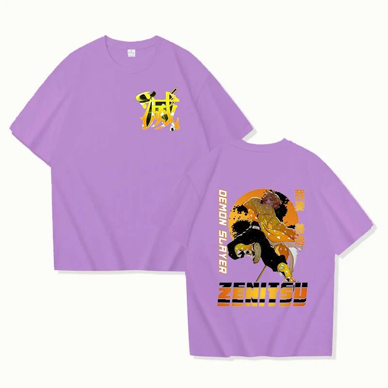 Hot Anime Agatsuma Zenitsu Print T-shirt Summer Casual Loose Personality T Shirt Women Men Harajuku Shirts