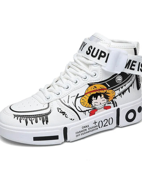 Anime One Piece Luffy High Top Students Leisure Sports Shoes Roronoa Zoro Autumn Winter Breathable Non-slip Shoes Gift Men Women