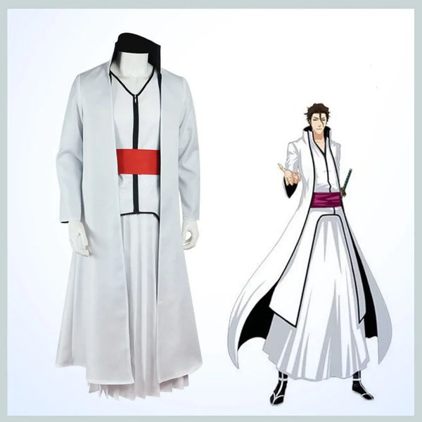 Bleach Aizen Sousuke Gotei 13 Captain Cosplay Costume – White Kendo Uniform & Wig Set