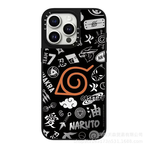 One Piece × Naruto Mirror Case for iPhone (16/15/14 & Pro Max)