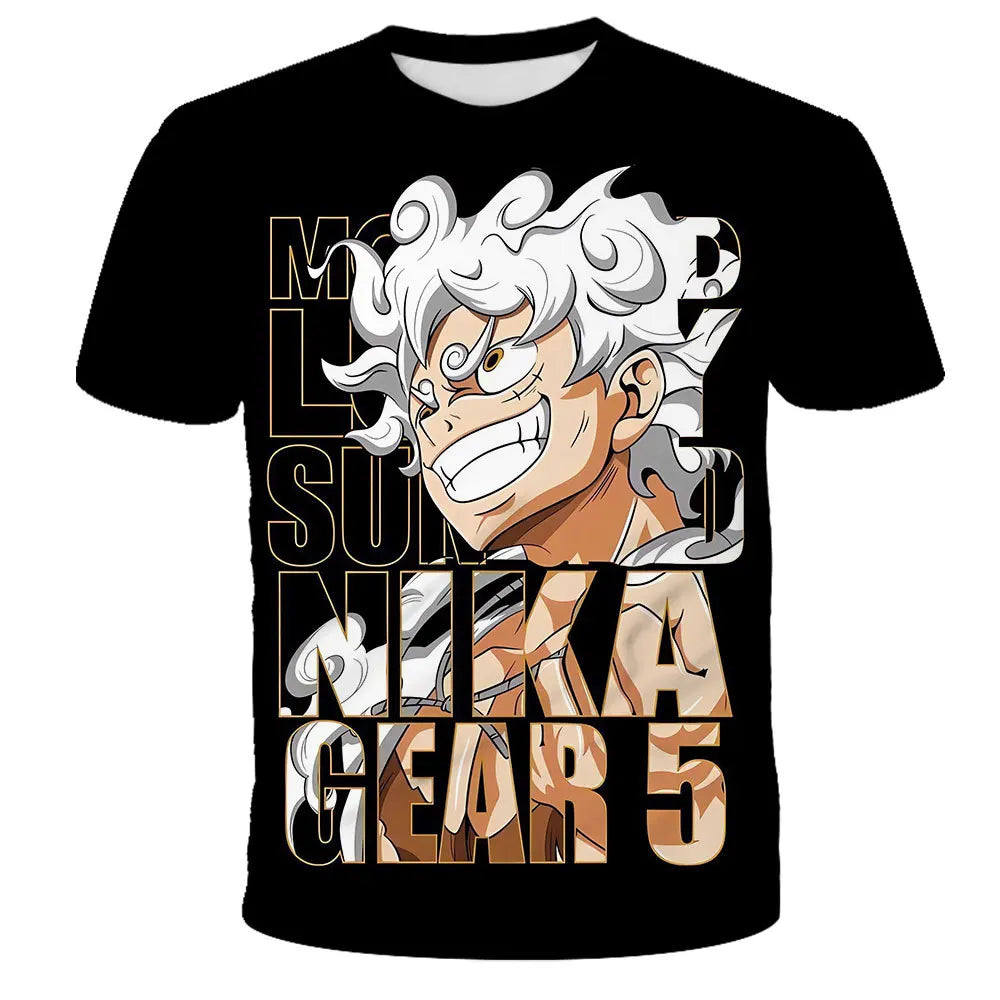 Hot Selling One Piece 3D Printing Fashion Children's Anime Luffy Men's Clothing Children's Boys' T-shirt Summer Short Sleeved