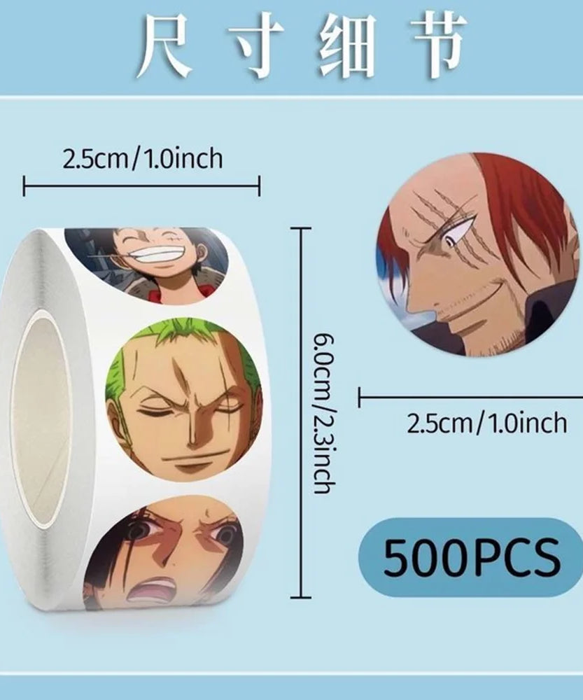500pcs/Roll ONE PIECE Luffy Anime Sealing Sticker DIY PVC Laptop Decals Decoration Stiker Reward Gift Toys