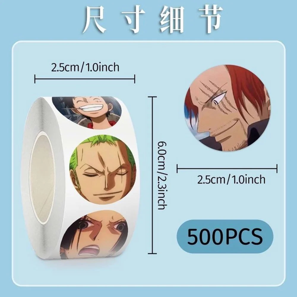 500pcs/Roll ONE PIECE Luffy Anime Sealing Sticker DIY PVC Laptop Decals Decoration Stiker Reward Gift Toys