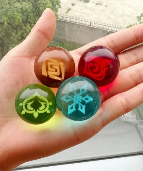 Genshin Impact Seven Elements Crystal Glass Ball 3D Three-dimensional Laser Engraving and Translucent Single Crystal Ball Game