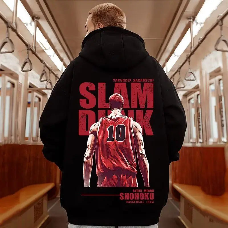 New Slam Dunk Kawaii Anime Sakuragi Hanamichi Hooded Sweatshirt Creative Loose Large Size Velvet Thickened Hoodie Gift Wholesale