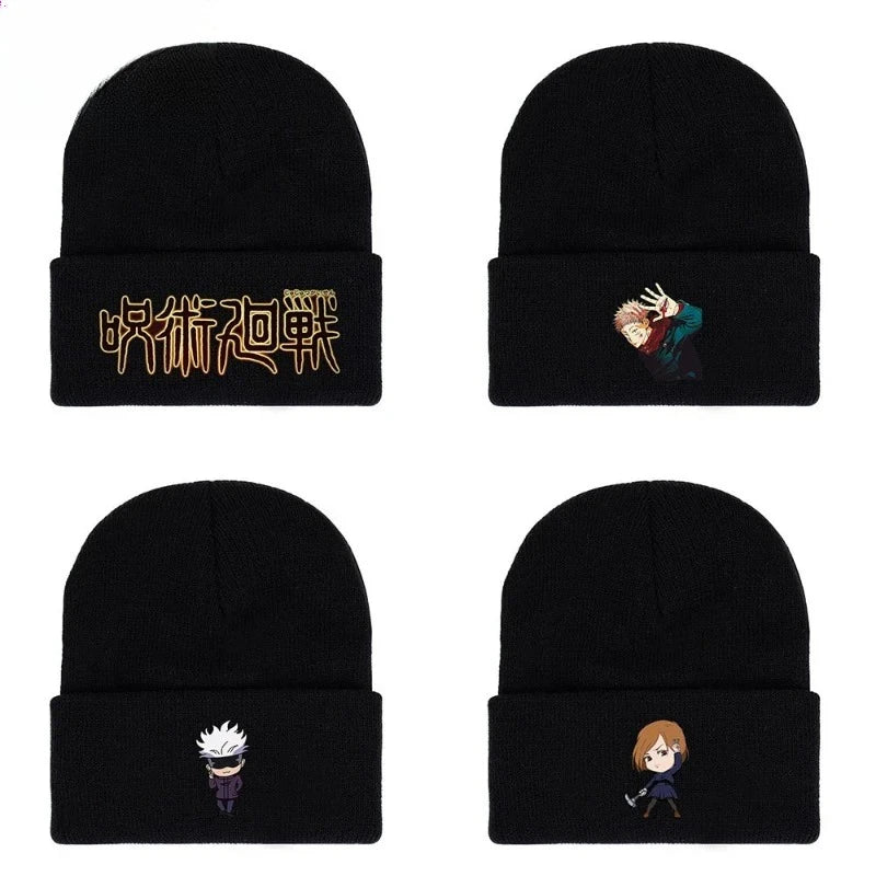 Anime Gojo Satoru Manga Kawaii Hat Autumn Winter Beanies Baggy Jujutsu Kaisen Anime Cat Men Women Knitted Hat