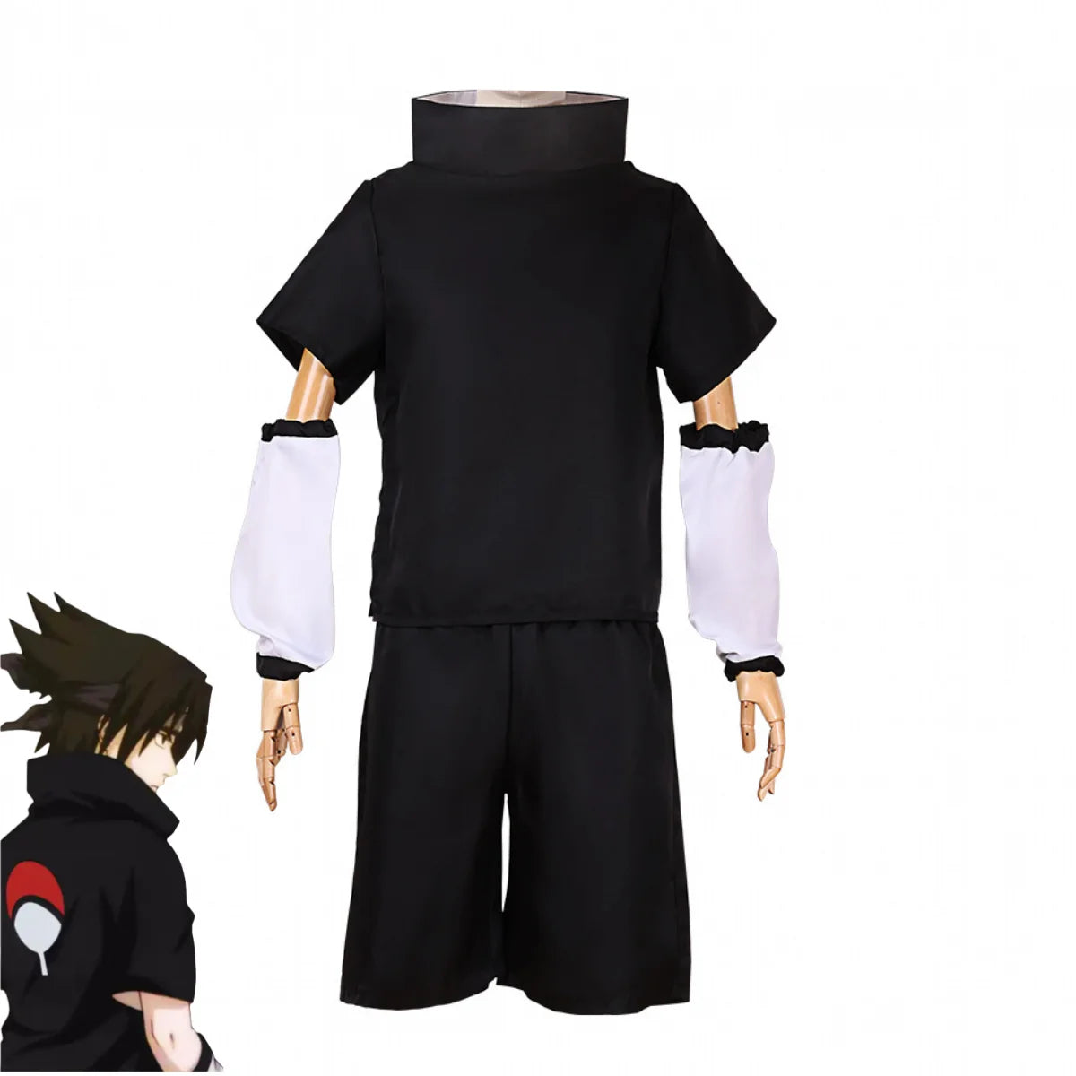 Anime Uchiha Sasuke 2nd Generation Cosplay Costume Summer Black Short Sleeve T-shirt Wig Adult Man Woman Christmas Party Suit