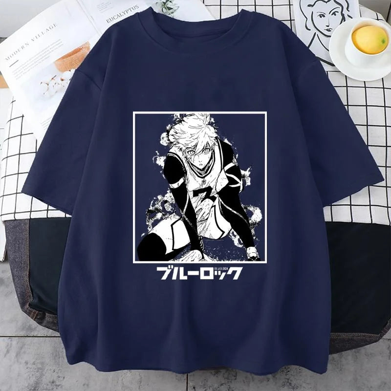 Anime Blue Lock T Shirt Seishiro Nagi Graphic Print Short Sleeve Unisex Streetwear Casual Personality Anime Harajuku Tees Tops