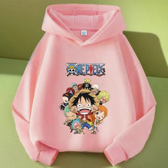 Kids Monkey D. Luffy Anime Fleece Hoodie – One Piece Pullover Sweatshirt