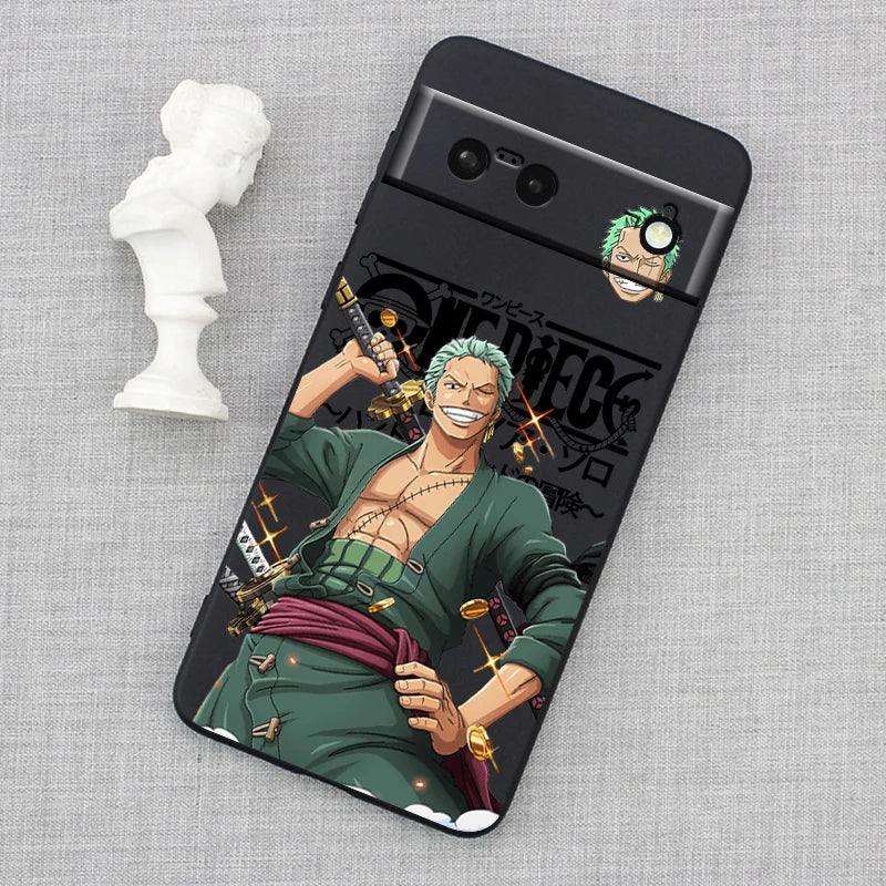 One Piece Luffy Art For Google Pixel 9 8 7A 7 6A 6 5A 5 4 4A XL 5G Black Silicon Shockproof Shell Cover Phone Case