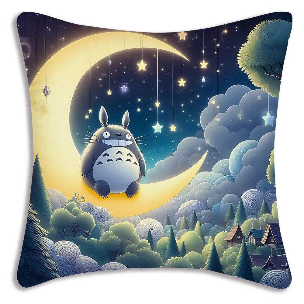 Anime T-TotoroS Kawaii Pillow Covers Cartoon Sofa Decorative Home Double-sided Printing Short Plush Cute Cushion Cover