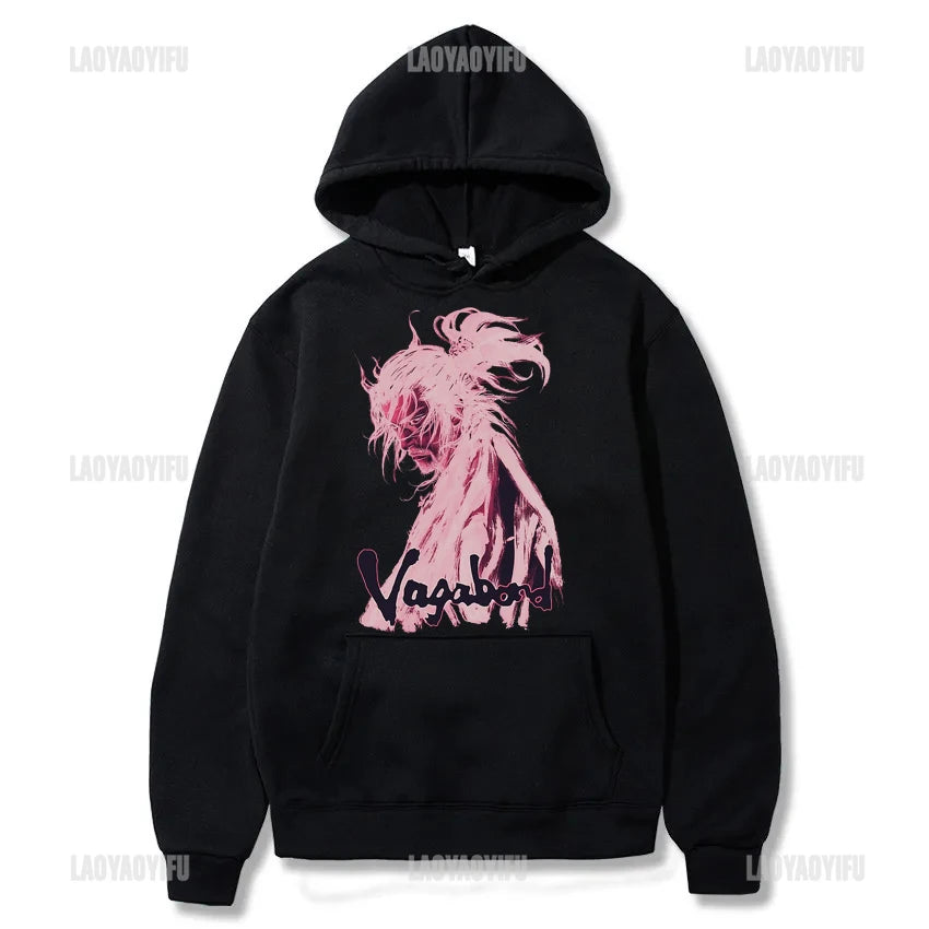 Manga 90s VAGABOND Miyamoto Musashi Print Man Hoodies Acg Fans Streetwear Hipster Otaku Clothing Casual Girl Sweatshirts