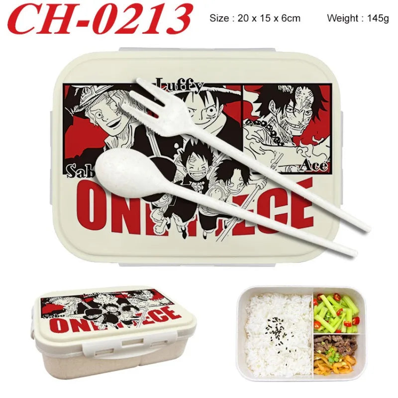 Anime One Piece Student Divided Bento Box Office Worker Light Lunch Box with Lid Style Wheat Straw Insulated Lunch Box