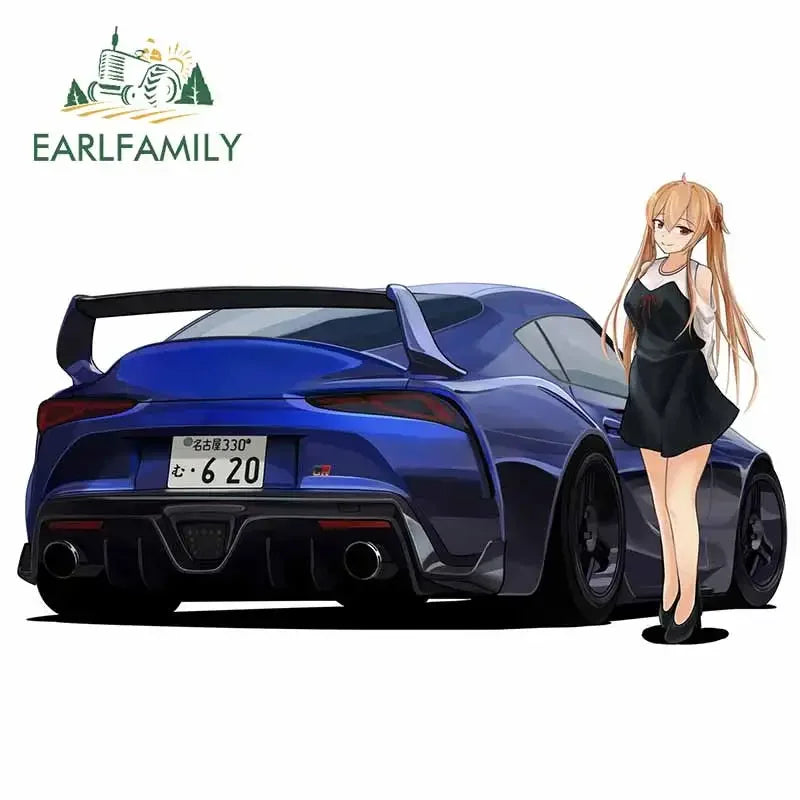 EARLFAMILY 13cm For ILLEGALSTREET X ANIME Window Fine Decal Sunscreen Car Sticker Anime Car Accessories Decoration