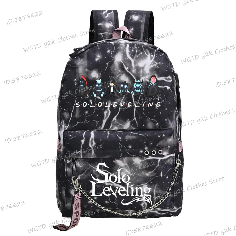 Cute Funny Solo Leveling Anime School Backpack for Teenager Bookbag Fashion Student Zipper Travel Rucksack Women Men Back Pack