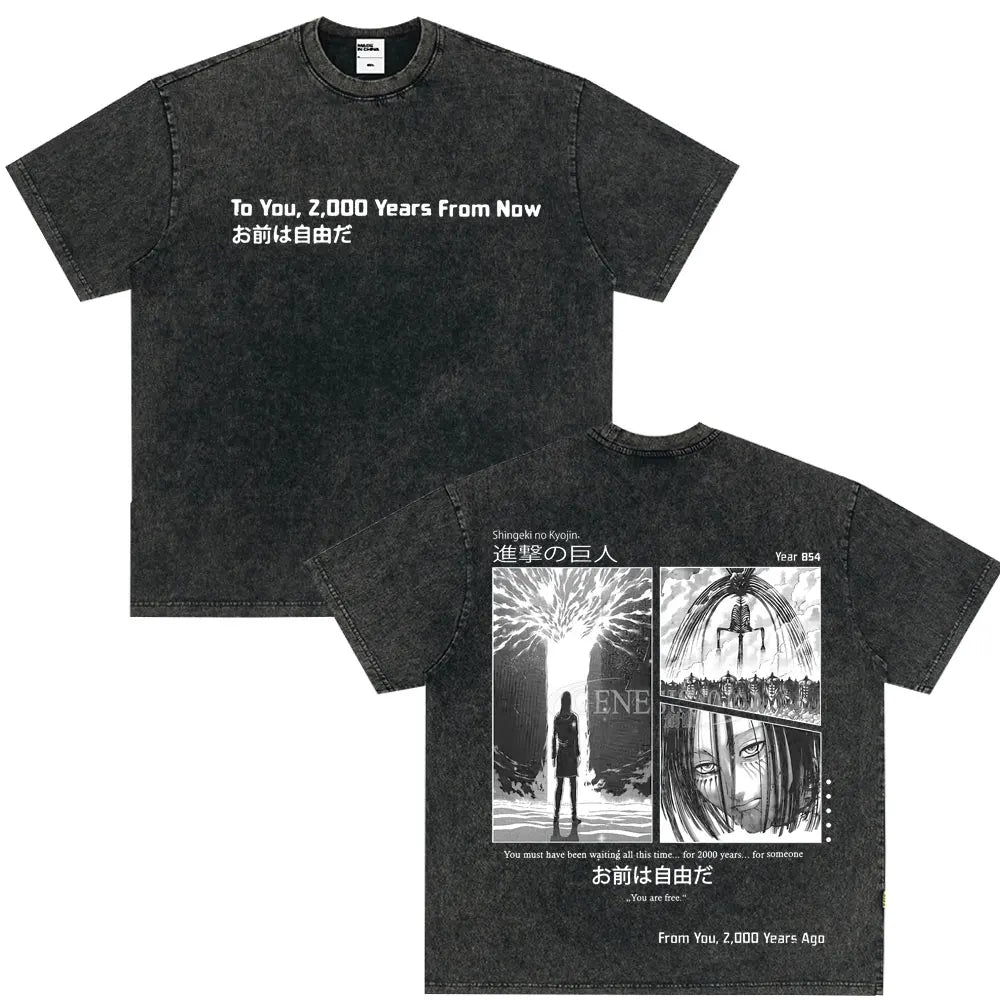 Summer Wears Anime Anime Attack on Titan Classic Cotton T-shirts New Style Washed T-shirt Fashion Streetwears Men