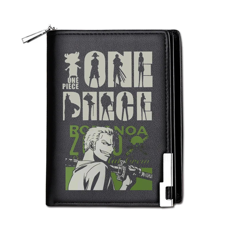One Piece Luffy Ace Anime Peripheral Zipper New PU Wallet Handsome Personality Boy Print Coin Purse Short Card Pack Holiday Gift