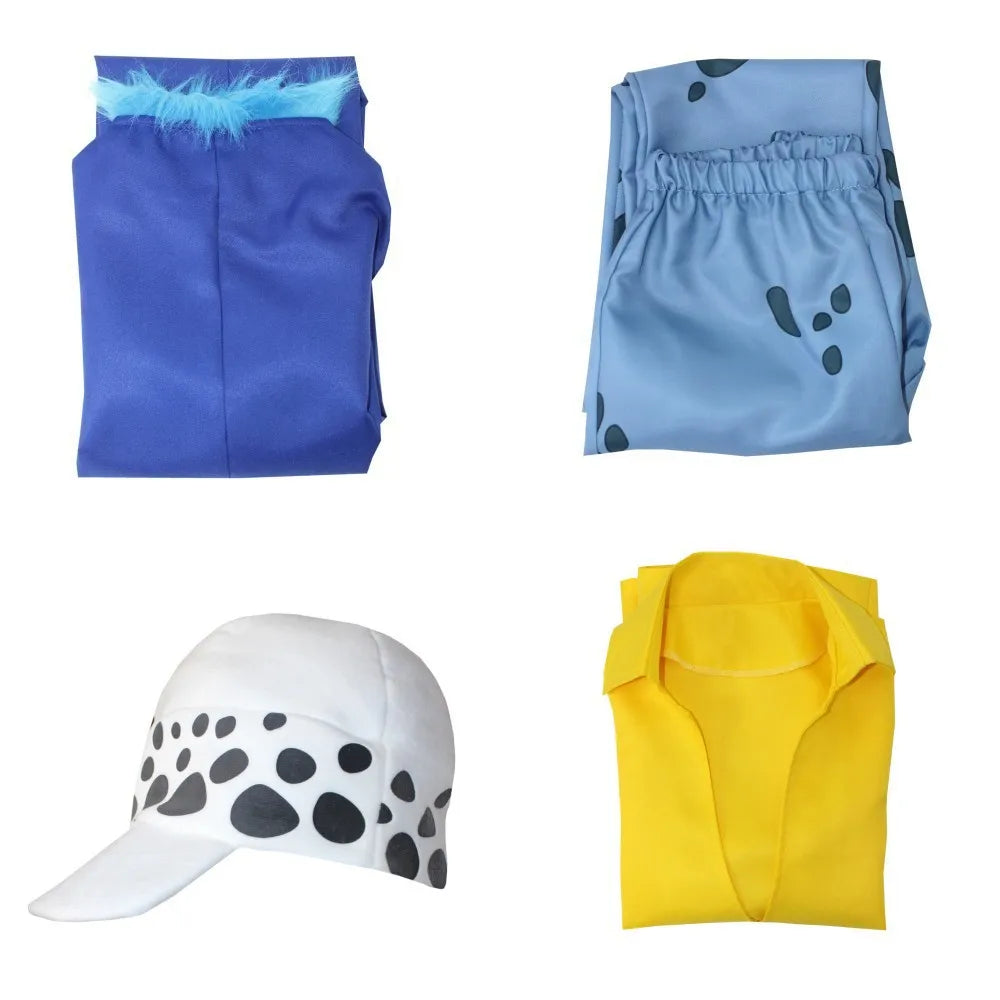 Anime Water Law Tra Falgar Cosplay Costume Trafalgar D Cosplay Suits Uniform For Men Halloween Coat Death Technician Hat