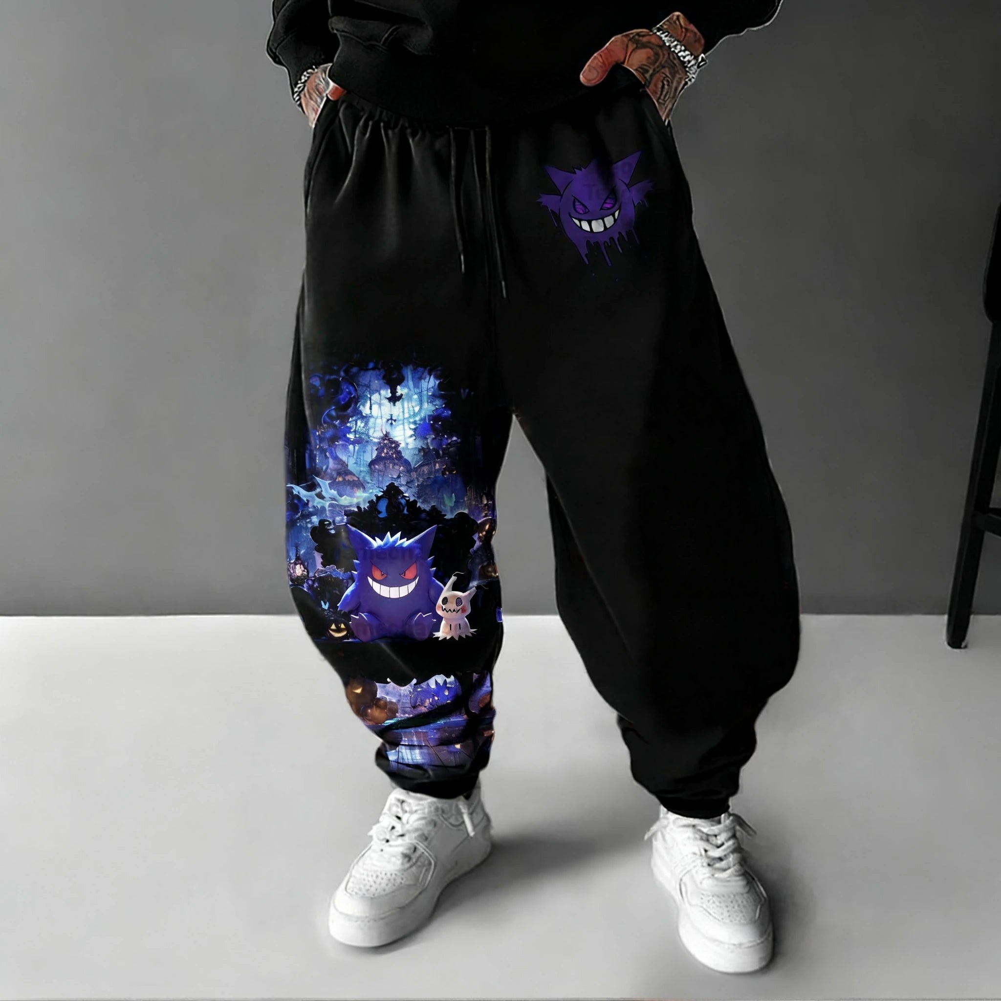 Pokémon Halloween Co Branded Weektons Autumn/Winter Men's New Anime Pumpkin Head Printed Harajuku Loose Casual Sports Pants