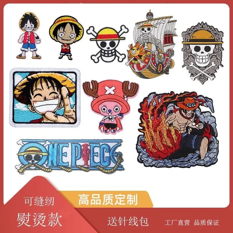One Piece Luffy Animation Character Embroidery Ironing Cloth Sticker Fashion Clothes DIY Hole Patch Cloth Sticker