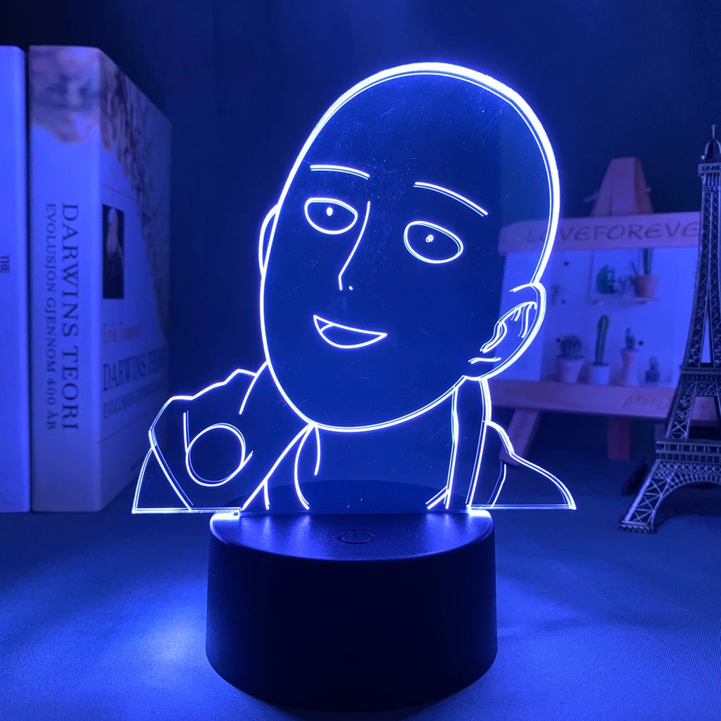 One Punch Man Saitama Figure Led Night Light Lamp for Home Decoration Nightlight Cool Manga Store Decor Ideas Table 3d Light