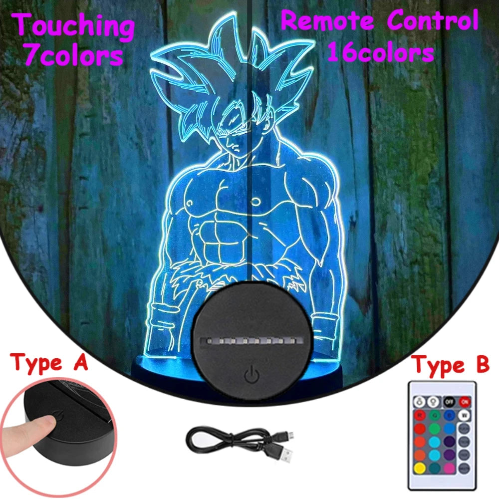 Dragon Ball Z Anime Figures 3D LED Light Childhood Desk Lamp Goku Figure Vegeta Gohan Anime Figures Room Decor Birthday Gift