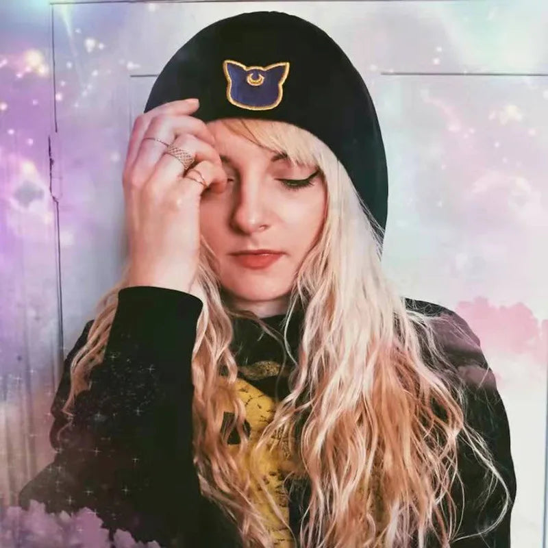 Sailor Moon Beanies Hats Anime Winter Street Punk Knitted Bonnet Caps Warm Elasticity Embroidery Hip Hop Cycling Skiing Hats