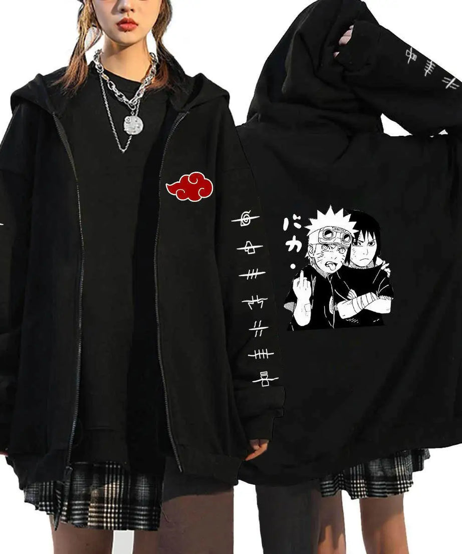 Autumn Zip Up Jacket Anime Naruto Figures Sweatshirt Men Women Plus Size Casual Clothing Harajuku Coat Halloween Gifts