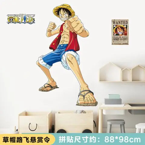 One Piece Anime Luffy Poster Wall Sticker Personality Creative Fashion Boys Dormitory Decoration Wallpaper Self Adhesive