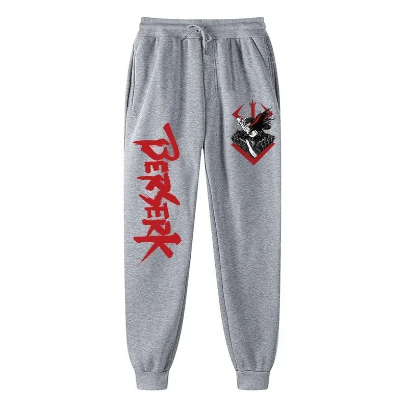 Men's berserk animated printed sportswear pants sports jogging pants casual polar lining pocket pants
