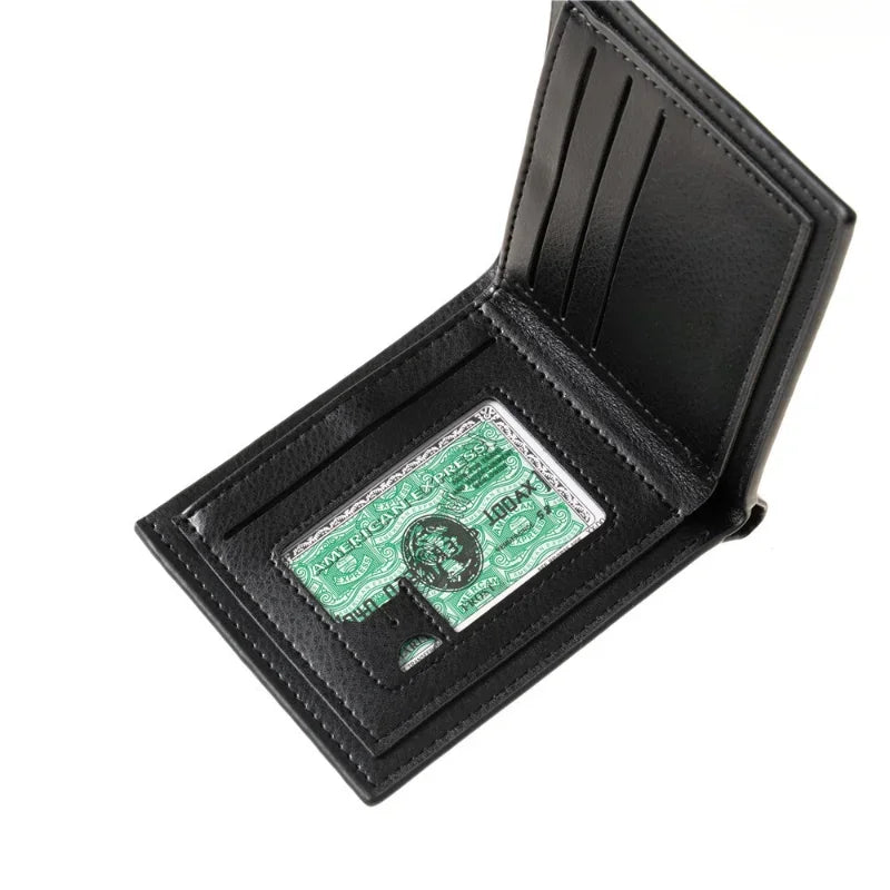 Naruto Sasuke Men Purse Black PU Leather Large Capacity Simple Casual Multiple Slot Card Holder Short Ultra Thin Wallet Gift New