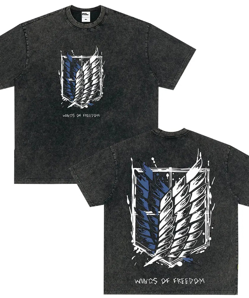 Summer Wears Anime Anime Attack on Titan Classic Cotton T-shirts New Style Washed T-shirt Fashion Streetwears Men